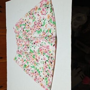 Talbots Petites White Floral Pleated A-Line Skirt Sz 10 Spring Pastel Easter